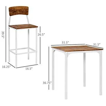 HOMCOM 3 Piece Bar Table Set for Small Dining Spaces