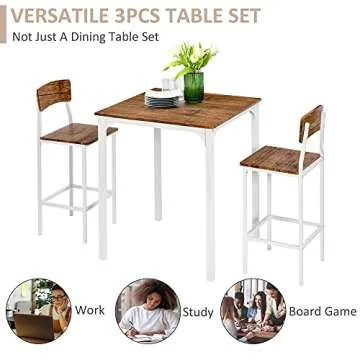 HOMCOM 3 Piece Bar Table Set for Small Dining Spaces