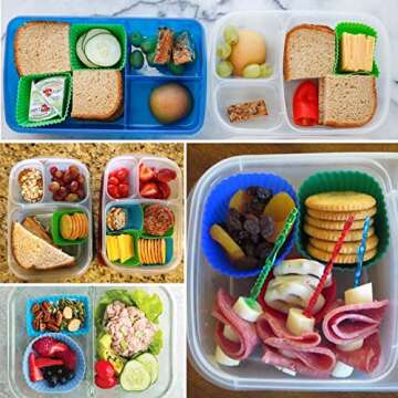 Cadeya 60 Pcs Silicone Lunch Box Dividers, Bento Lunch Box Dividers with Food Picks for Lunch Containers Accessories