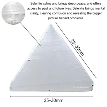 Amazing Gemstone Selenite Pyramid Crystal Healing Stones - 1 Inch Energizing Pyramid for Meditation,...