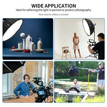 Selens 26"/65cm Umbrella Hexadecagon Softbox with Bowens Mount and Removable Diffusers, Quick Folding Softbox with Carrying Bag for Photography Studio Speedlite Flash and Monolight