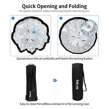 Selens 26"/65cm Umbrella Hexadecagon Softbox with Bowens Mount and Removable Diffusers, Quick Folding Softbox with Carrying Bag for Photography Studio Speedlite Flash and Monolight