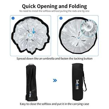 Selens 26"/65cm Umbrella Hexadecagon Softbox with Bowens Mount and Removable Diffusers, Quick Folding Softbox with Carrying Bag for Photography Studio Speedlite Flash and Monolight