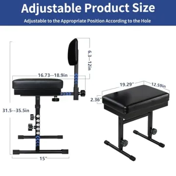 MXQMKL Adjustable Piano Bench with Storage, Guitar Stool with Back Support