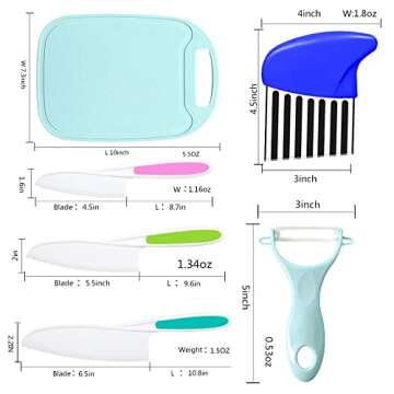 6 Pieces Kids Knife Set, Kids Safe Cooking Knives, Nylon Kids Kitchen Knife ， Crinkle Cutter, Serr...
