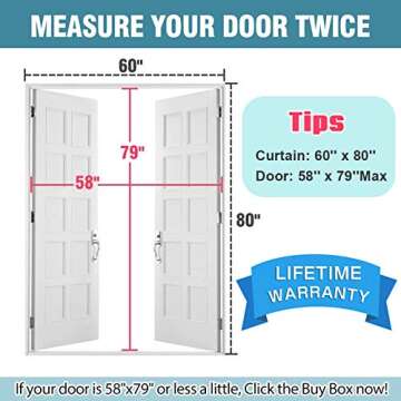 Upgraded 60 x 80-Inch Magnetic Screen Door for French Door, Fiberglass Mesh Curtain Durable, Keep Bu...