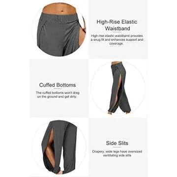 PACBREEZE Women's Yoga Harem Pants Side Slit Joggers Active Workout Sweatpants Beach Cover-up Pants(Purple, Medium)