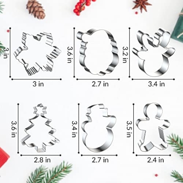 FUSOTO 6PCS Christmas Cookie Cutters for Holiday Baking
