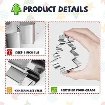 FUSOTO 6PCS Christmas Cookie Cutters for Holiday Baking