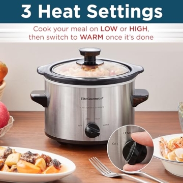 Elite Gourmet MST-250XS Electric Slow Cooker 1.5 Quart