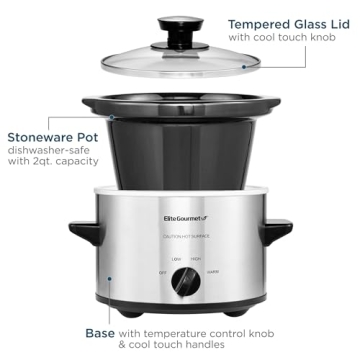 Elite Gourmet MST-250XS Electric Slow Cooker 1.5 Quart