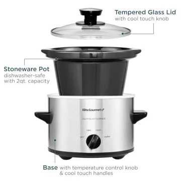 Elite Gourmet MST-250XS Electric Slow Cooker 1.5 Quart