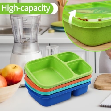 Buluker 4 Pack Eco-Friendly Bento Lunch Box Set
