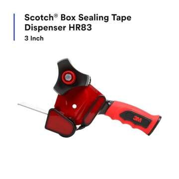 3M Scotch Box Sealing Tape Dispenser HR83, Portable, Hand-Held, High-Impact Plastic, 3 in