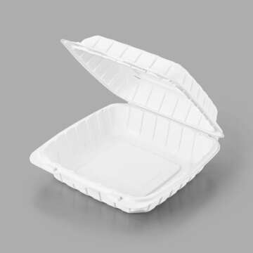 KARAT EARTH Clamshell Take Out Food Containers [9"x9" - 120 ct] To Go Containers | Microwavable, Freezer Safe, Soak-Resistant, Durable, Stackable | Vented for Hot/Cold Foods, White