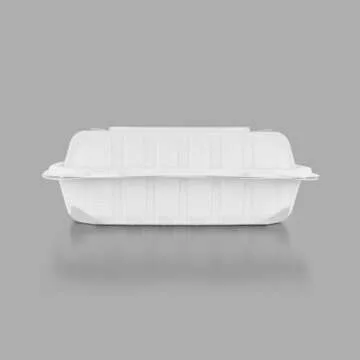 KARAT EARTH Clamshell Take Out Food Containers [9"x9" - 120 ct] To Go Containers | Microwavable, Freezer Safe, Soak-Resistant, Durable, Stackable | Vented for Hot/Cold Foods, White