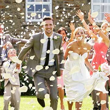 Ouddy Decor 5000 Pcs Rose Petals Artificial Flower for Valentine's Day Wedding Decor Romantic Night Event Anniversary Shower Engagement Party Home Decorations, Ivory