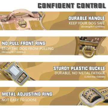 AUROTH Tactical Pet Harness for Large Dogs No Pull Adjustable, Reflective K9 Working Training Easy Control Vest Military fpr Service Dog Desert Camo L