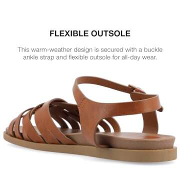 Journee Womens Kimmie Ankle Strap Flat Sandals