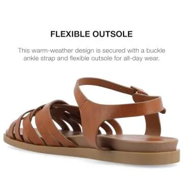 Journee Womens Kimmie Ankle Strap Flat Sandals