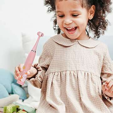 Sunartec Kids Electric Toothbrush, 6-Sided Dupont Bristles Wrap-Around Toothbrushes, Special Needs Toothbrush for Kids Christmas Gifts Include 4 Modes & Smart Timers Age 2-14(Yellow)