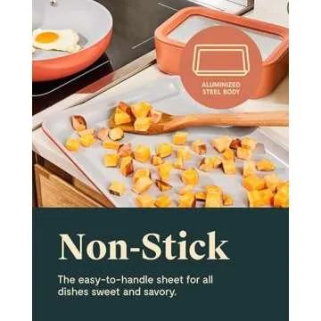 Caraway Non-Stick Ceramic Baking Sheet - Naturally Slick Ceramic Coating - Non-Toxic, PTFE & PFOA Free - Perfect for Baking, Roasting, and More - Medium (15" x 10") - Black
