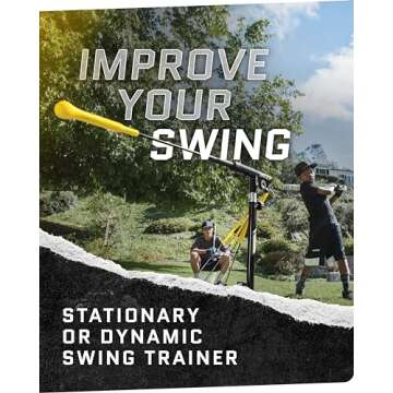 SKLZ Hurricane Batting Swing Trainer for Baseball & Softball - Durable Swing Arm - 4 Power Band System - High-Visibility, Anti-Dent Target Ball Head - Screw-in Base Legs, Metal Stakes & Carry Bag