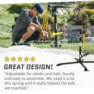 SKLZ Hurricane Batting Swing Trainer for Baseball & Softball - Durable Swing Arm - 4 Power Band System - High-Visibility, Anti-Dent Target Ball Head - Screw-in Base Legs, Metal Stakes & Carry Bag
