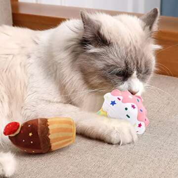 CiyvoLyeen 6 PCS Cupcake Catnip Toys Cupcake Cat Toys Cute Kitten Toys Interactive Cat Chew Bite Supplies Catnip Toy for Cat Gift Cat Lovers