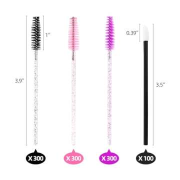 Crystal Mascara Wands Brush and Lip Wands Applicators, Disposable Makeup Spoolies Bulk for Eyelash E...