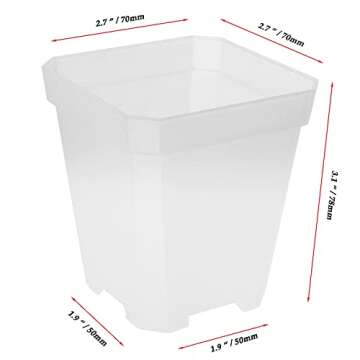 JOIKIT 120 Pack 3 Inch Clear Square Nursery Pot, Plastic Square Plant Pot with Drainage Hole, Transp...