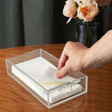 Acrylic Napkin Holder - Clear Modern Design, Acrylic Hand Towel Holder for Bathroom, Kitchen, Acrylic Tray Perfect for Disposable Paper Hand Towels & Bathroom Accessories.