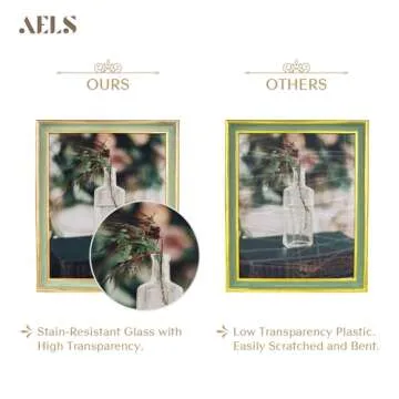 AELS 8x10 Inch Vintage Picture Frame, Elegant Antique Photo Frames with Glass Front, Photo Display, Tabletop Wall Hanging, Gift Ideas, Sage Green with Gold Trim