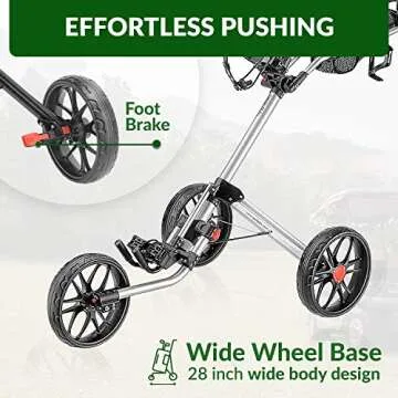 caddytek 3 Wheel Golf Push Cart - Deluxe Quad-Fold Compact Push & Pull Folding Caddy Trolley - Caddylite 15.3 V2,Black