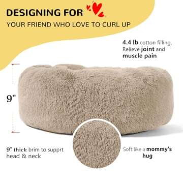HACHIKITTY Dog Beds Calming Donut Cuddler, Puppy Dog Beds Large Dogs, Indoor Dog Calming Beds Large,...
