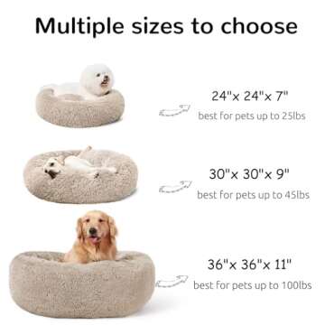 HACHIKITTY Dog Beds Calming Donut Cuddler, Puppy Dog Beds Large Dogs, Indoor Dog Calming Beds Large,30''