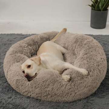 HACHIKITTY Dog Beds Calming Donut Cuddler, Puppy Dog Beds Large Dogs, Indoor Dog Calming Beds Large,30''
