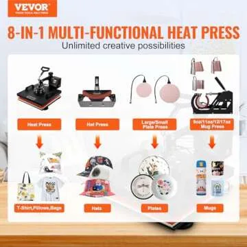VEVOR 8 in 1 Heat Press Machine 15x15 Inch Multifuntional Sublimation Press