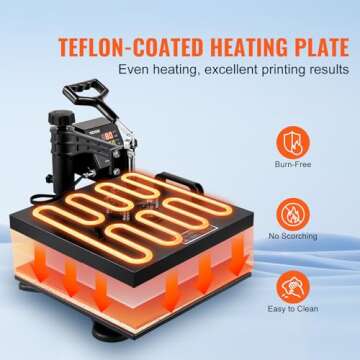 VEVOR 8 in 1 Heat Press Machine 15x15 Inch 360° Swing Away Digital Tshirt Press Machine with (Tumbler/Hat/Plate) Press, Multifunctional Sublimation Heat Press for T-Shirt Hat Cap Mug Plate