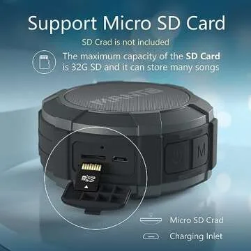 MANTO Cuckoo Portable Bluetooth Speaker, IPX5 Waterproof Wireless Speaker with Stereo Sound, 12H Playtime, Micro SD Support for Shower, Outdoor, Camping, Hiking