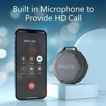 MANTO Cuckoo Portable Bluetooth Speaker, IPX5 Waterproof Wireless Speaker with Stereo Sound, 12H Playtime, Micro SD Support for Shower, Outdoor, Camping, Hiking