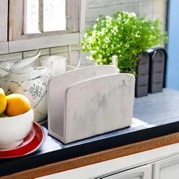BINO Napkin Holder, Matte Marble - Elegant Kitchen Accessory for Dining Tables