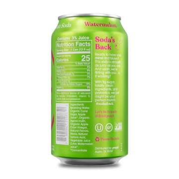 POPPI Sparkling Prebiotic Soda, Bulk 72-Pack, Ginger Lime, Watermelon and Raspberry Rose, Beverages ...