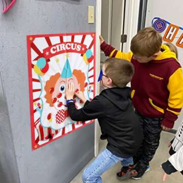 Pin The Nose on The Clown Circus Party Game Supplies
