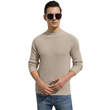 Sailwind Men's Crewneck Casual Sweater Structured Knit Soft Casual Pullover Khaki