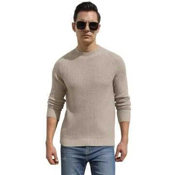 Sailwind Men's Crewneck Casual Sweater Structured Knit Soft Casual Pullover Khaki