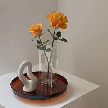 Yalzone Modern Acrylic Vase Geometric Flower Arch Shape Unique Desktop Decoration Plant Floral Conta...