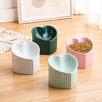 White Ceramic Raised Cat Bowls for Comfortable Feeding