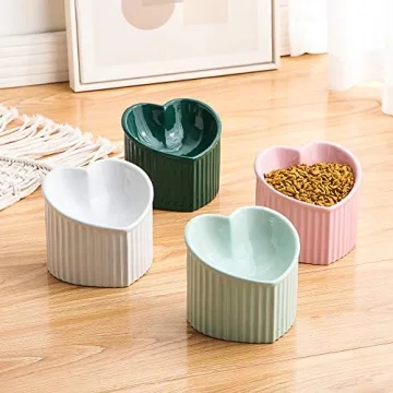 White Ceramic Raised Cat Bowls for Comfortable Feeding