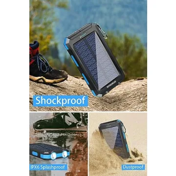 WONGKUO Solar Power Bank 36800mAh Waterproof Charger